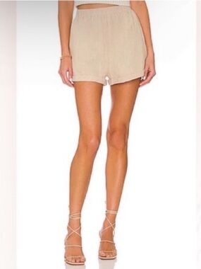 FREE PEOPLE Mirella Cinched Linen Blend Shorts in Tea NWT